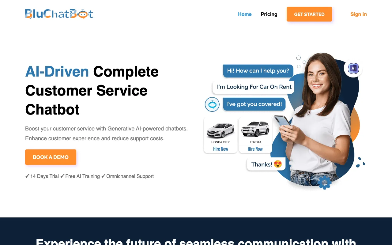 BluChatbot — pricing page