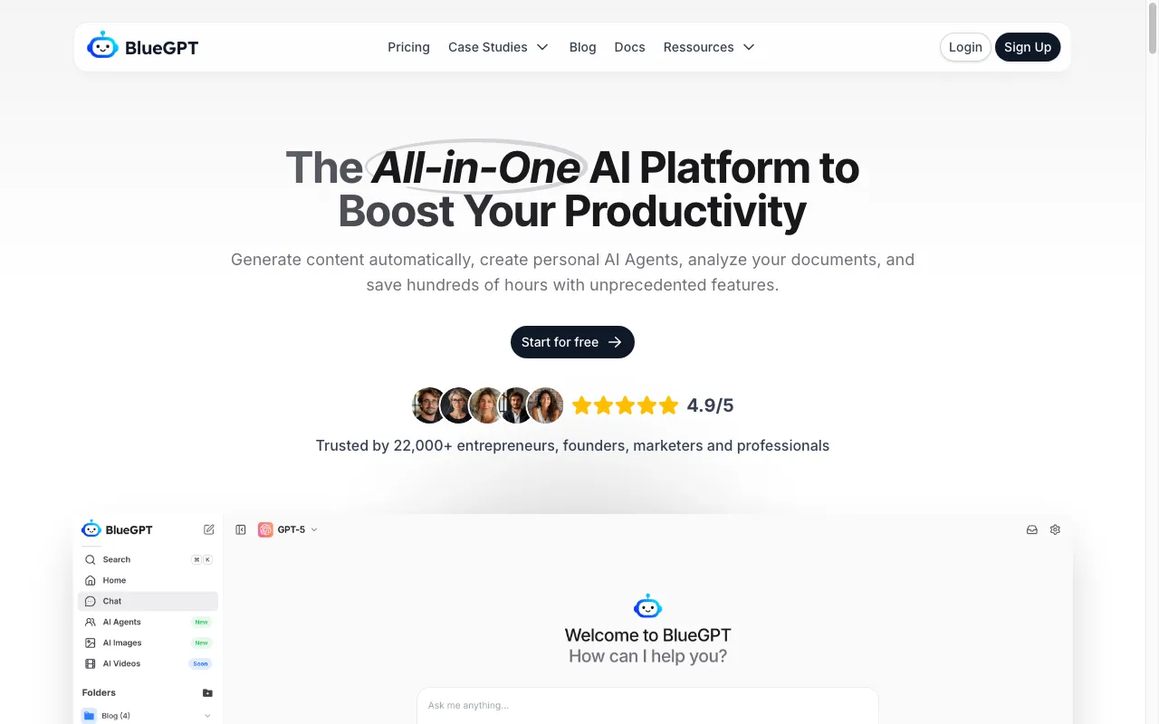 BlueGPT — pricing page