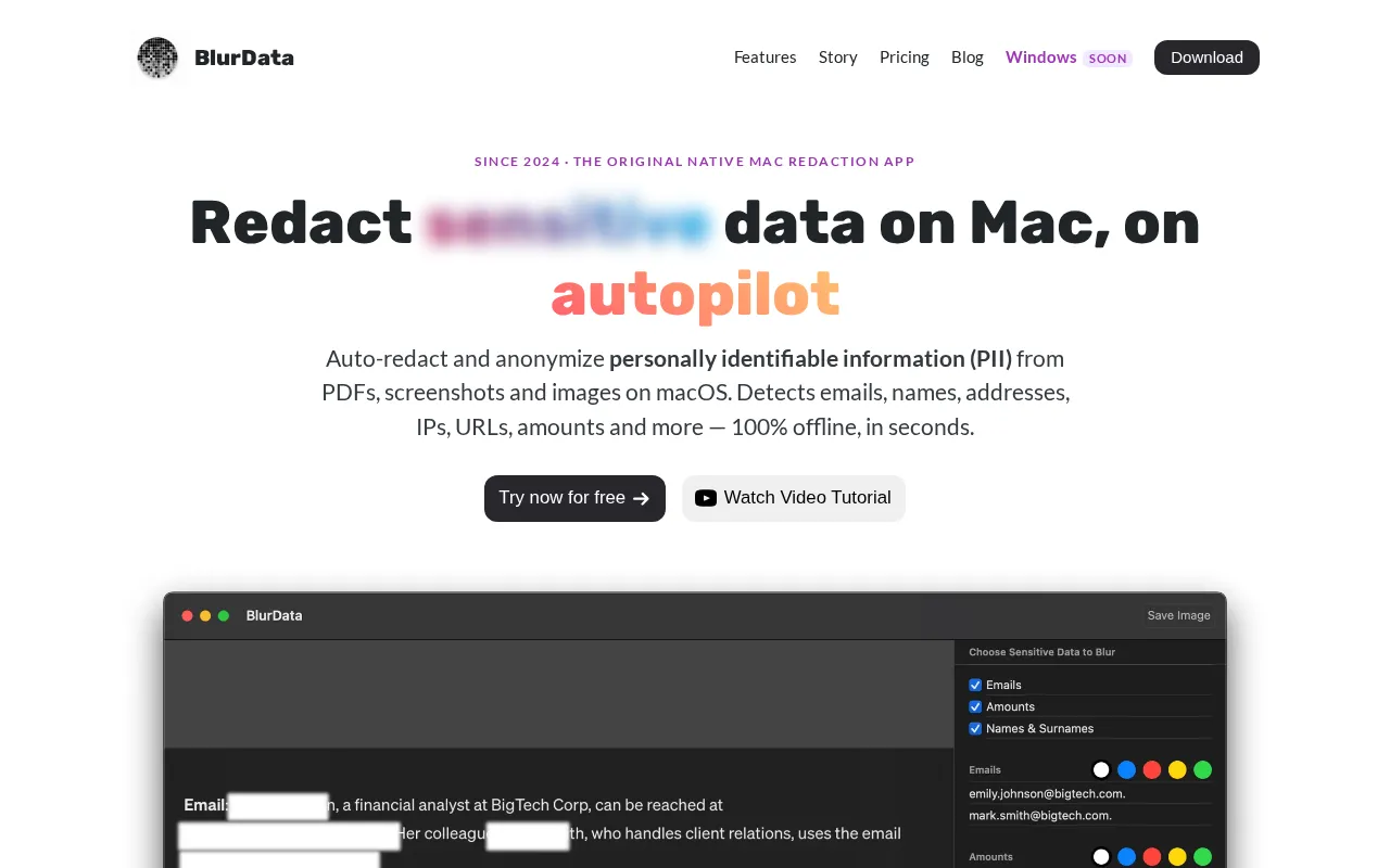 BlurData — preview screenshot