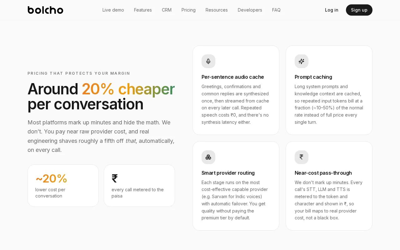 Bolcho AI — pricing page