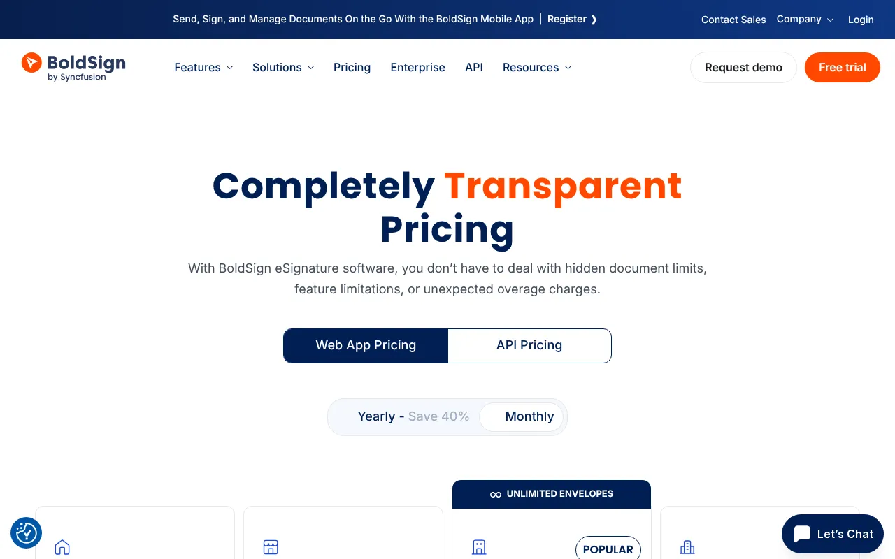 BoldSign — pricing page