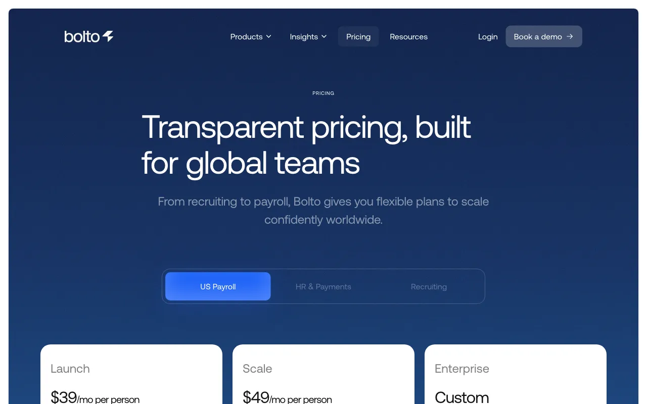 Bolto — pricing page