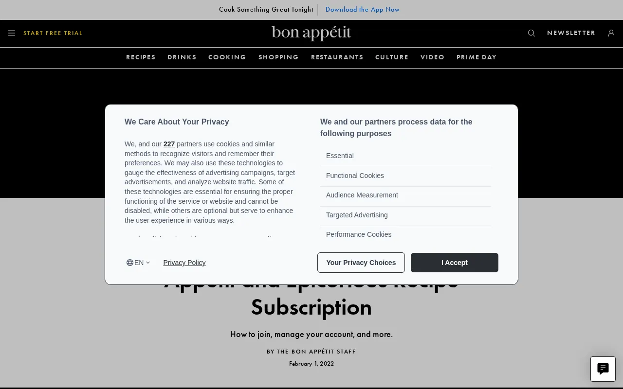 Bon Appétit — pricing page