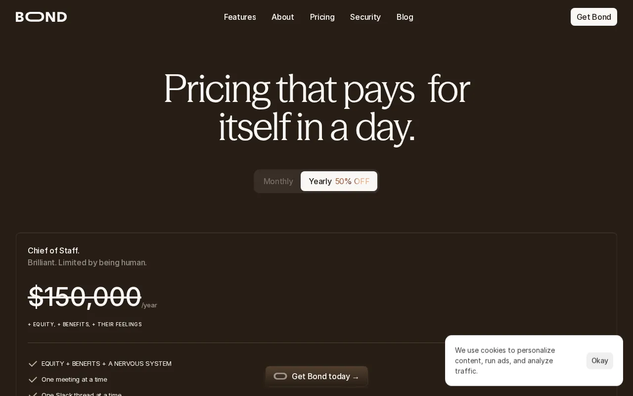 Bondapp — pricing page