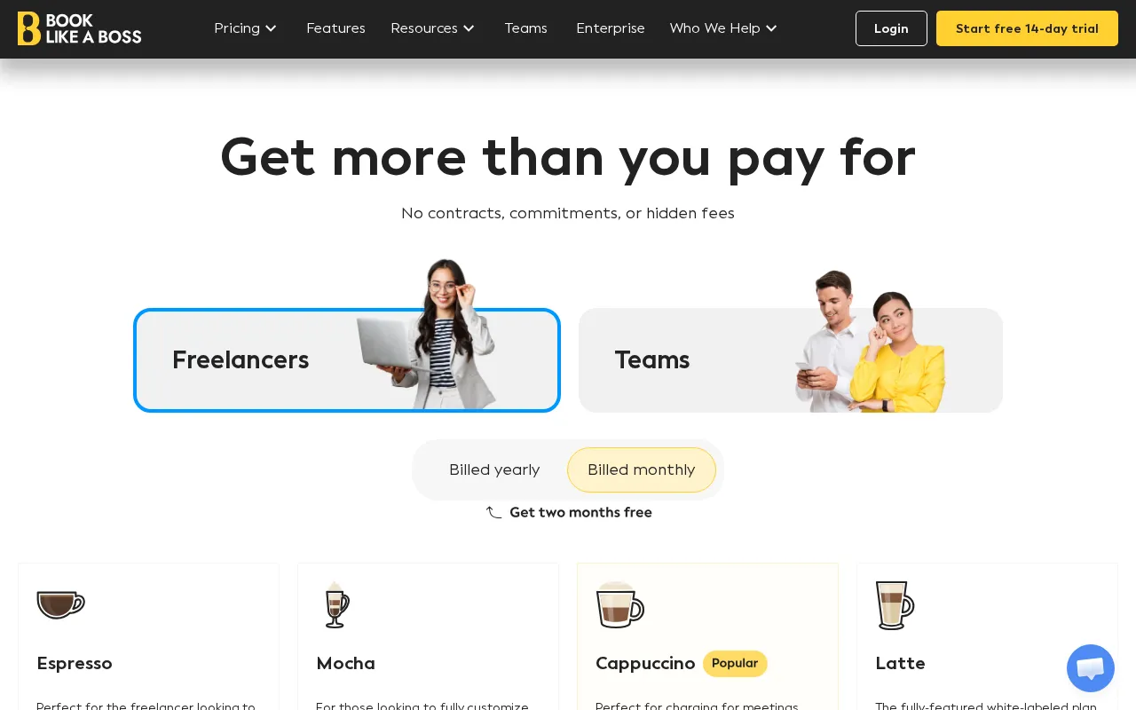 Book Like A Boss — pricing page