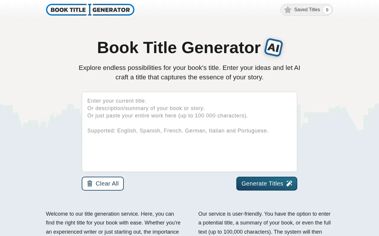 Book Title Generator — preview screenshot