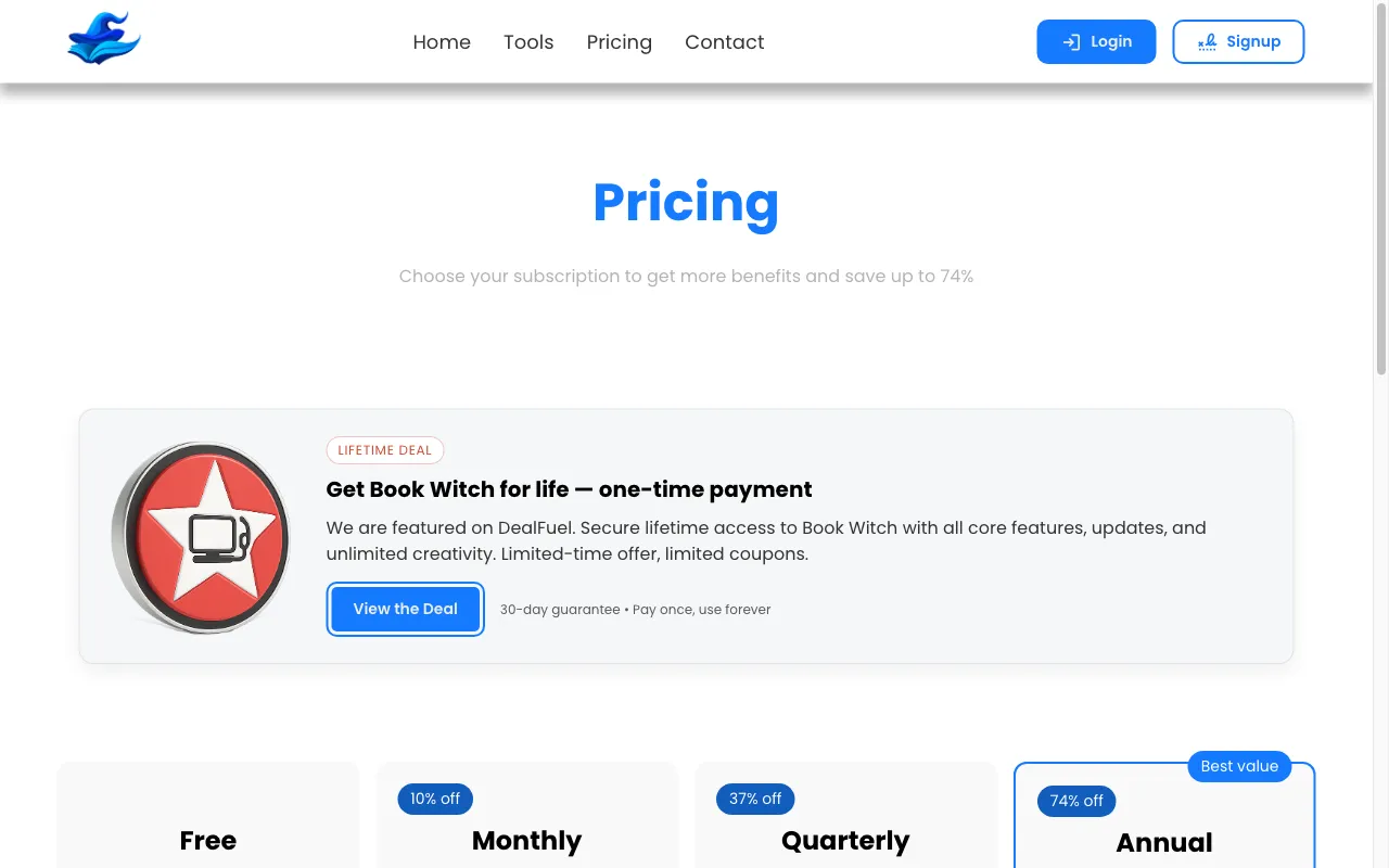 Book Witch — pricing page