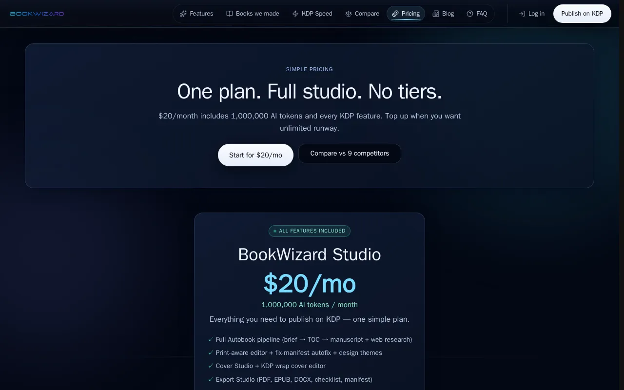 Book Wizard AI — pricing page