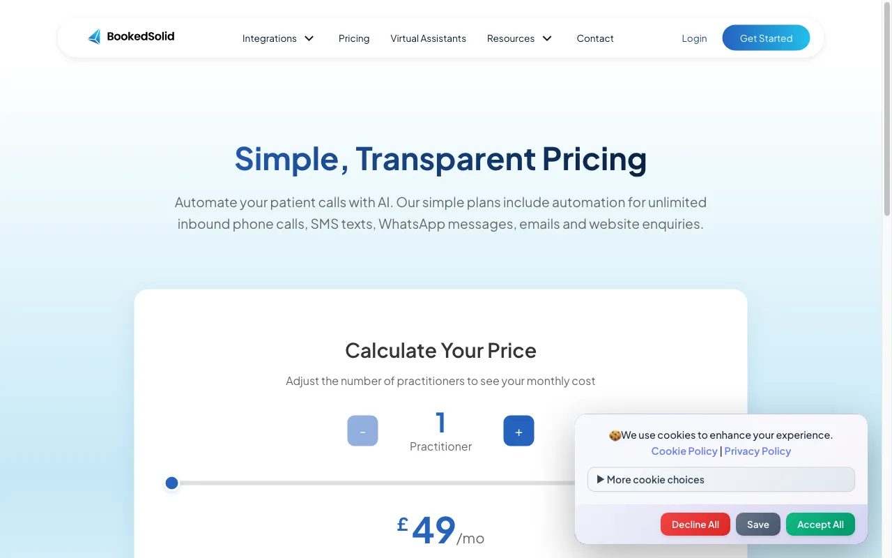 BookedSolid — pricing page