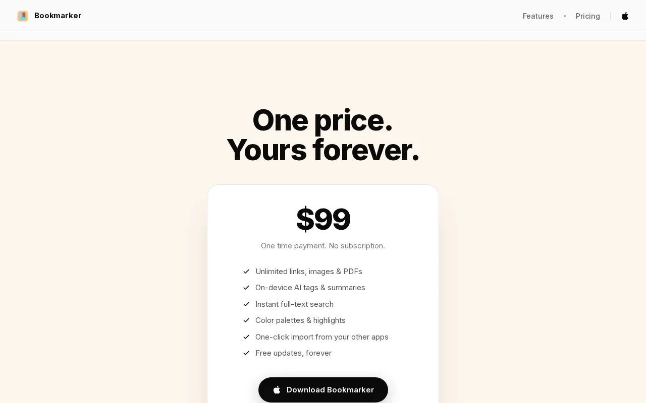 Bookmarker — pricing page