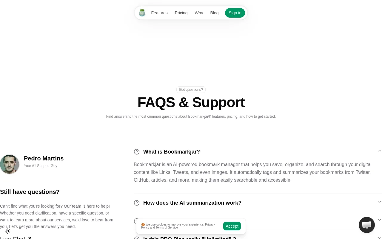 Bookmarkjar ® — pricing page