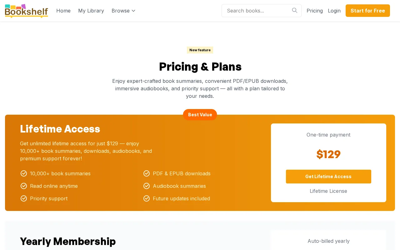 Bookshelf.ai — pricing page