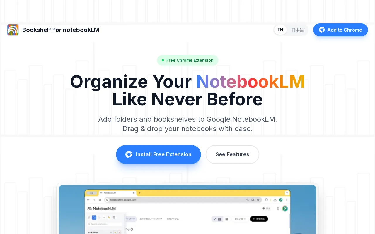 Bookshelf for NotebookLM — preview screenshot