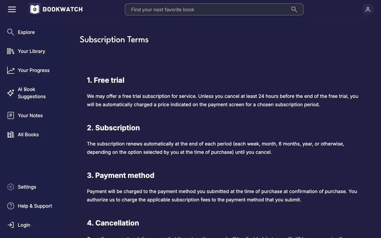 BookWatch — pricing page