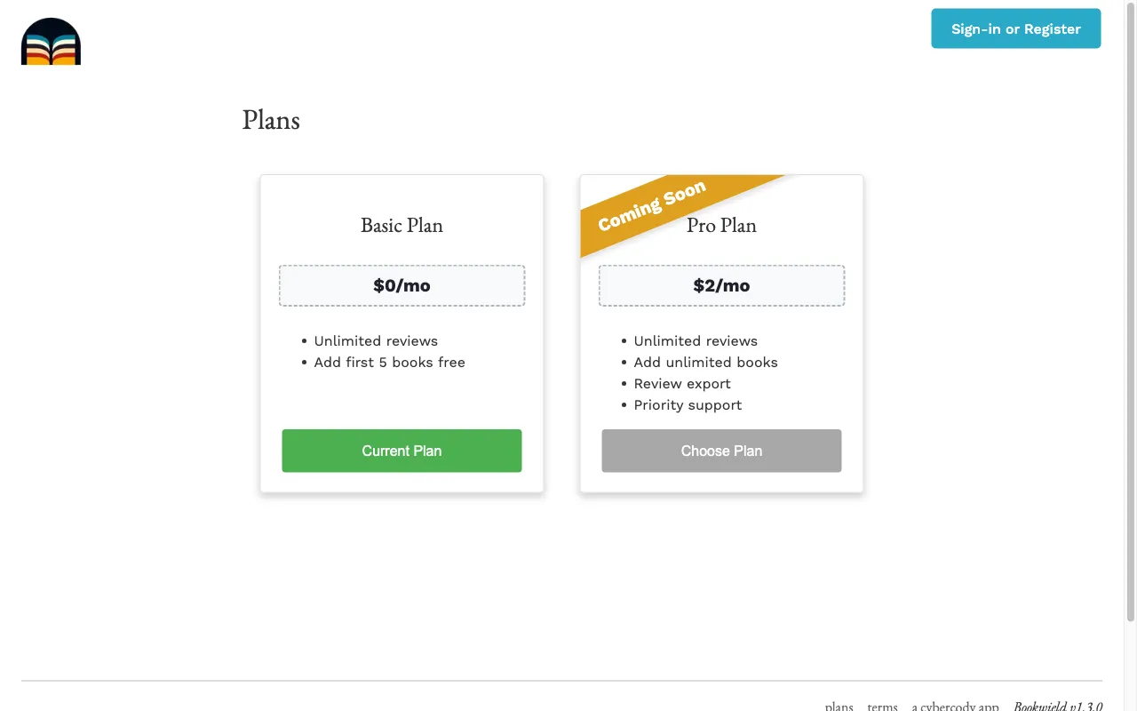 Bookwield — pricing page