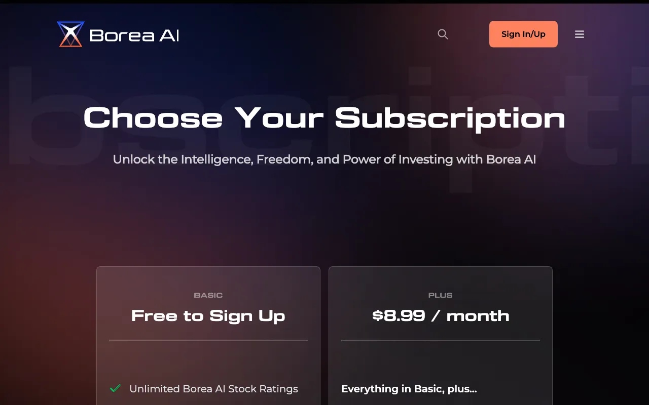 Borea AI — pricing page