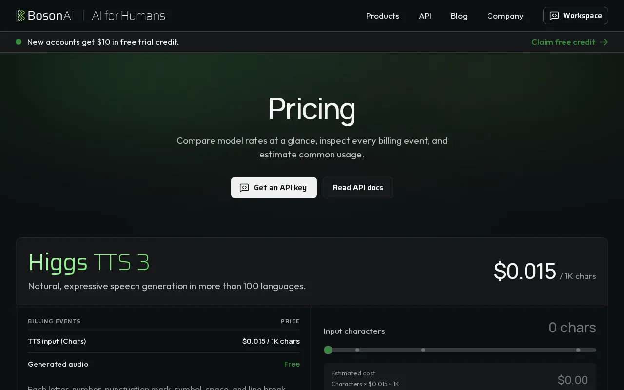 Boson AI — pricing page