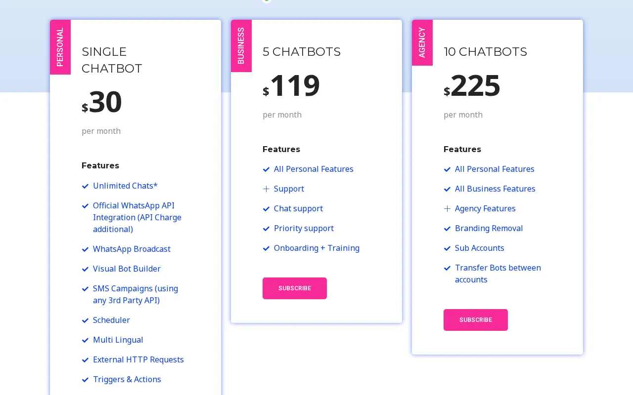 Botbaba — pricing page