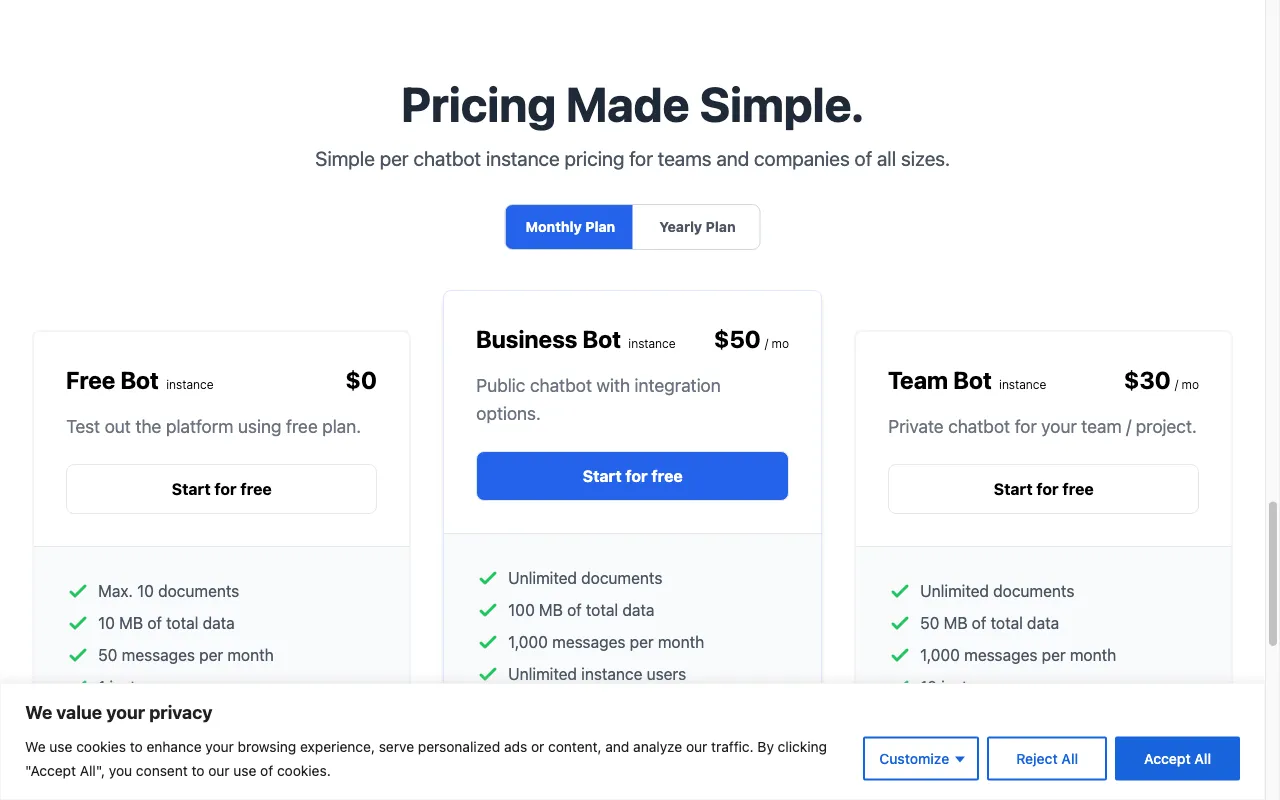 Bothatch — pricing page