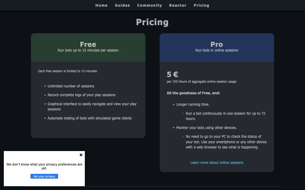 BotLab — pricing page