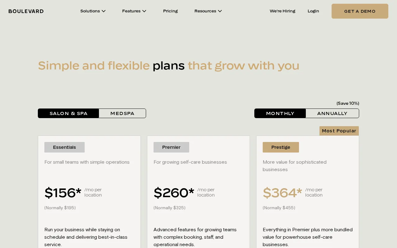 Boulevard — pricing page