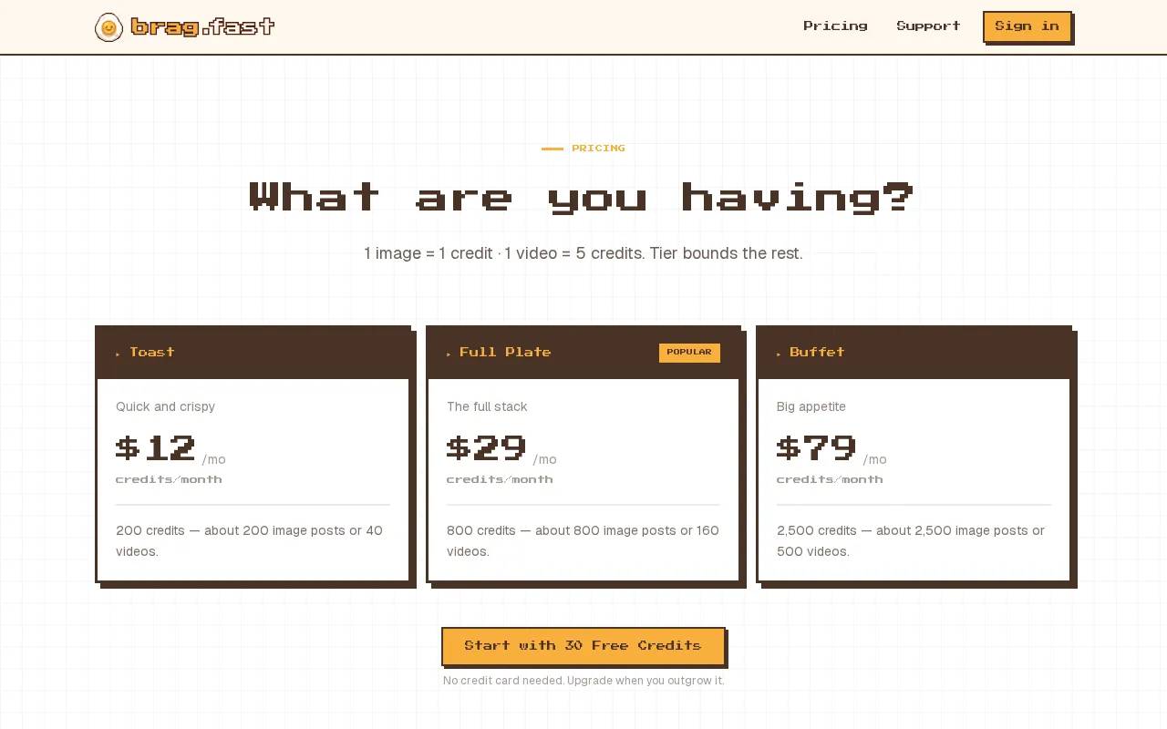 brag.fast — pricing page