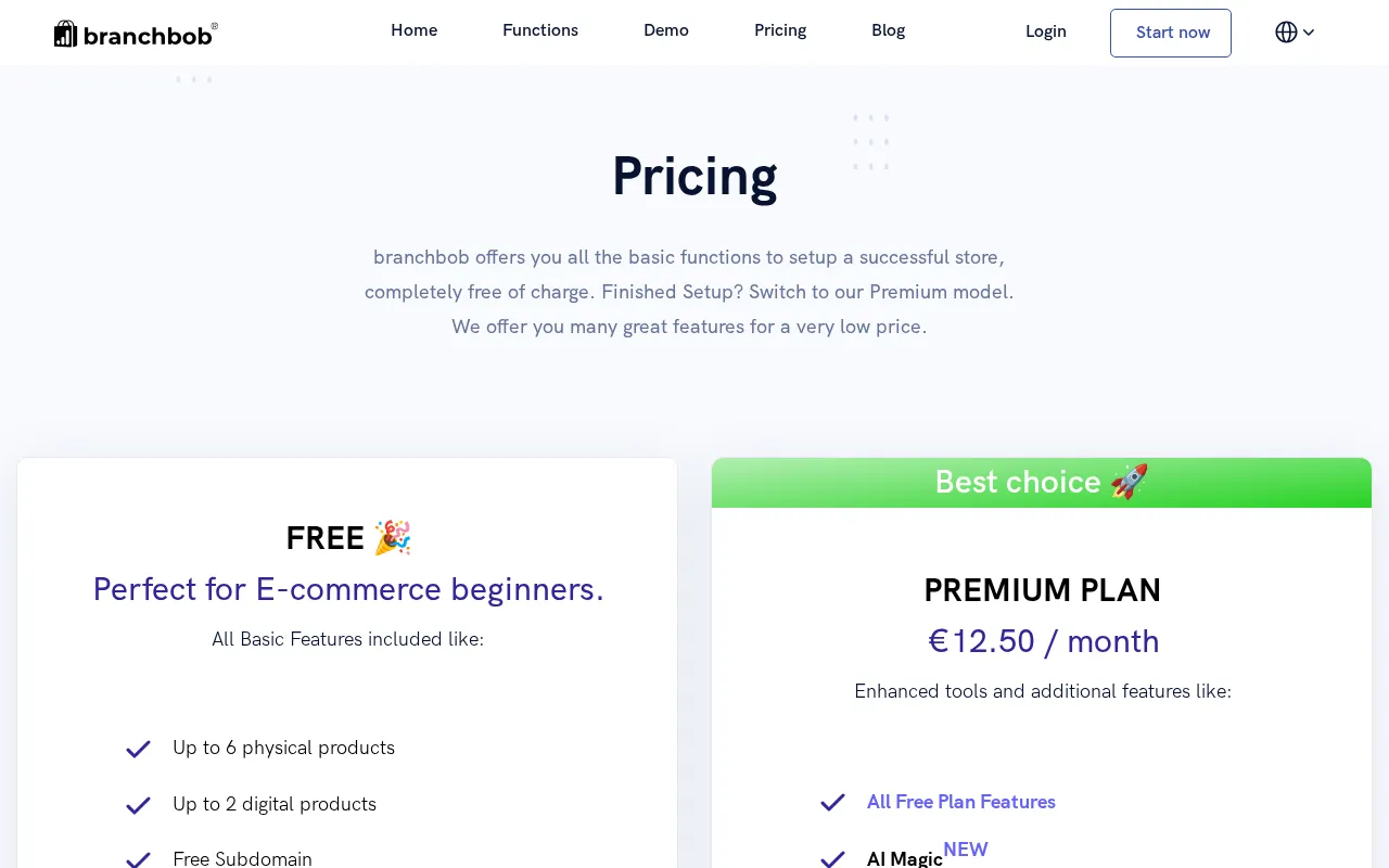Branchbob — pricing page