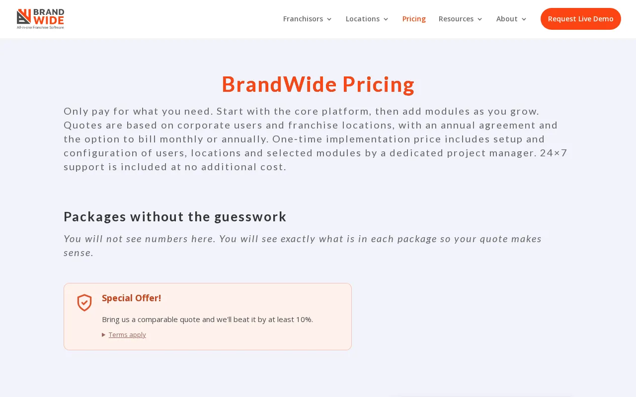 BrandWide — pricing page