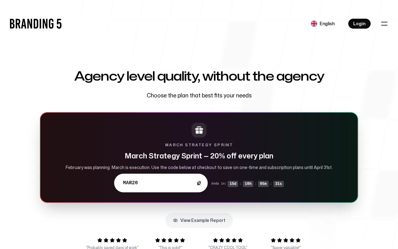 Branding5 — pricing page