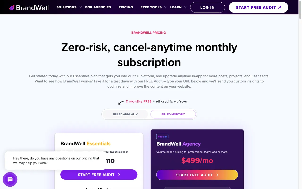 BrandWell — pricing page