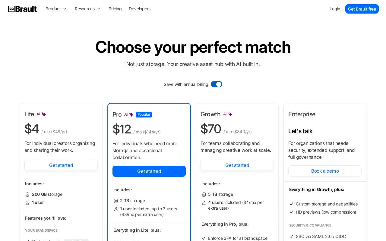 Brault — pricing page
