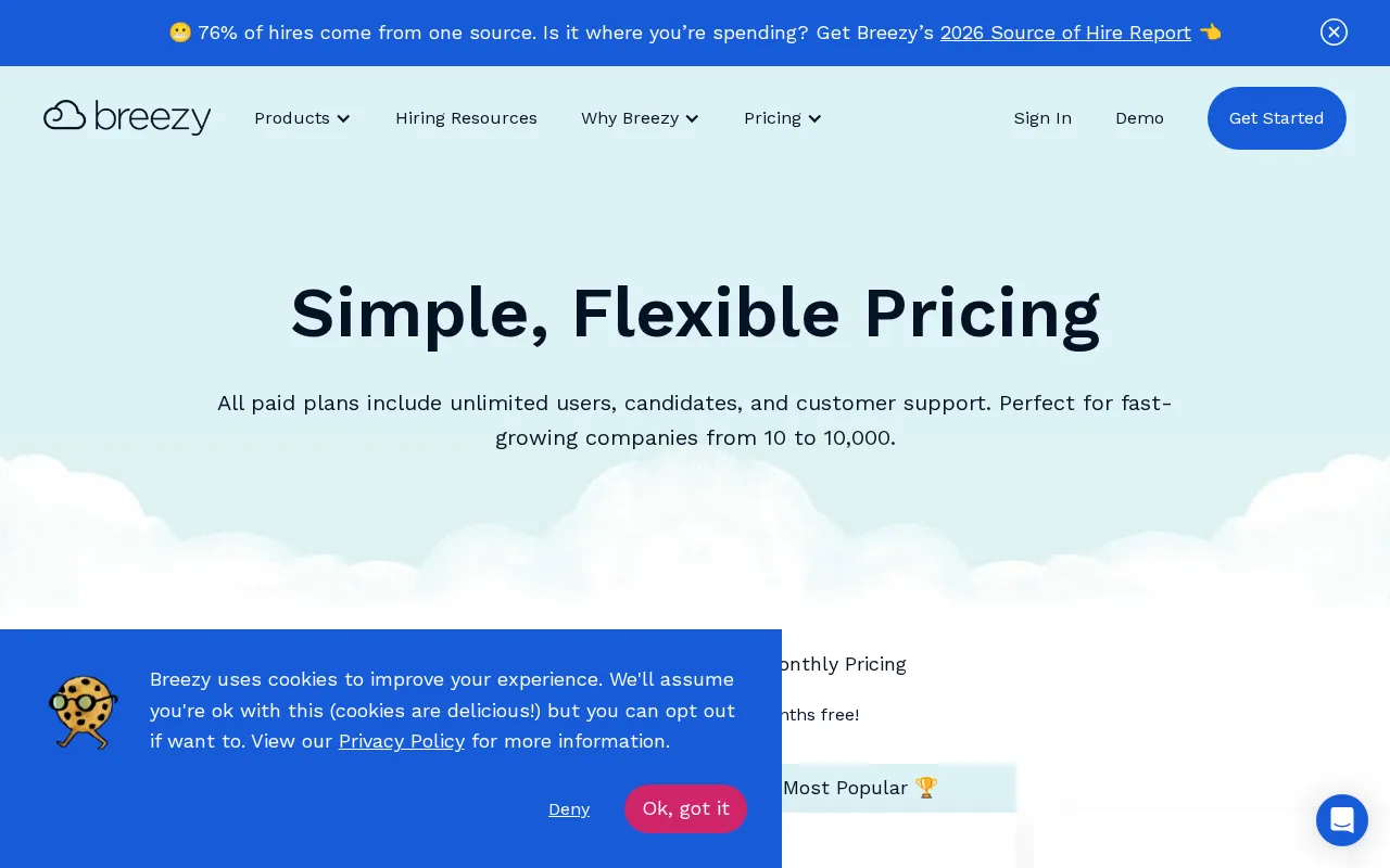 Breezy Intelligence — pricing page