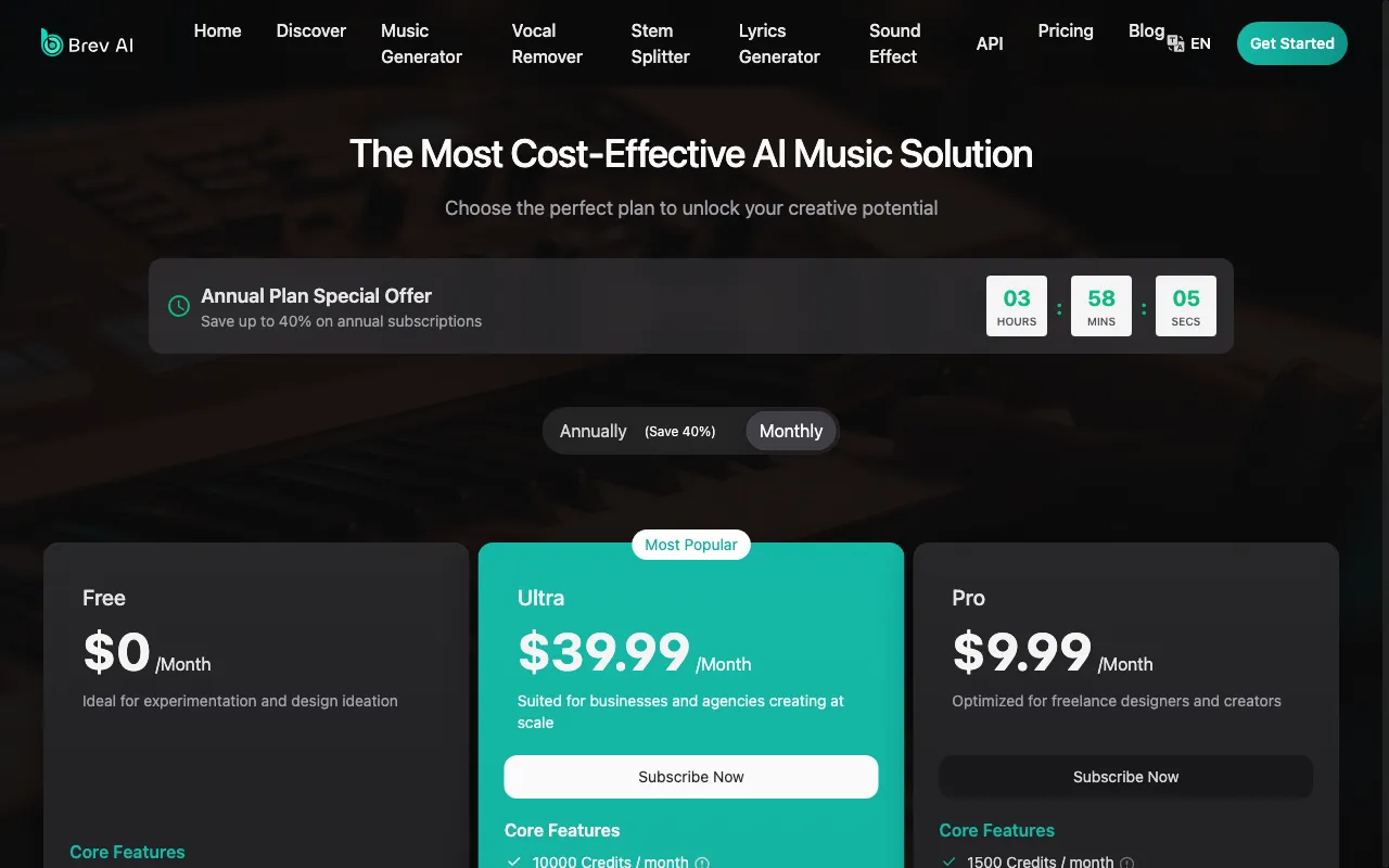 Brev.ai — pricing page