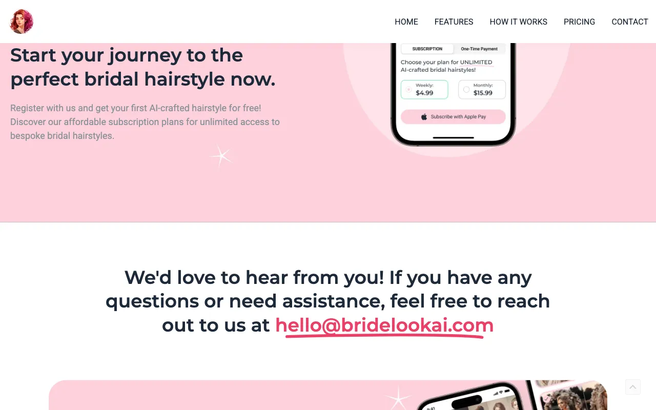 BrideLook AI — pricing page