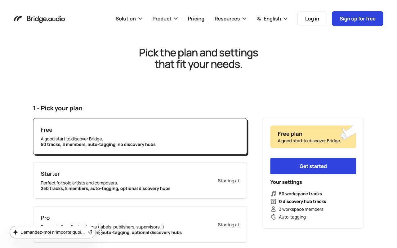 Bridge.audio — pricing page