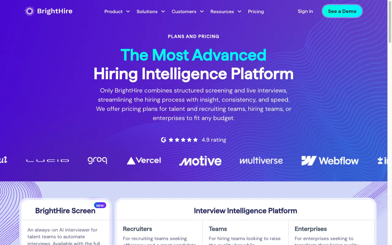 brighthire.ai — pricing page