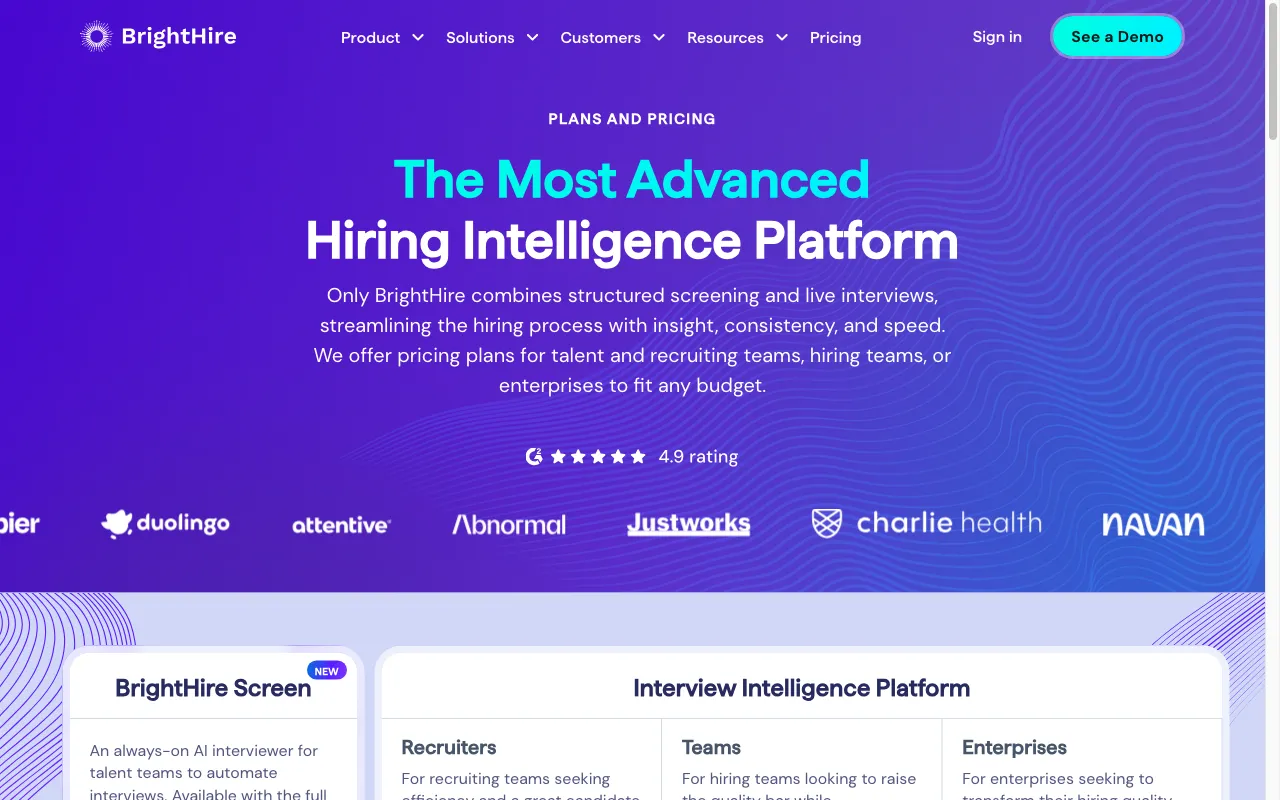 brighthire.com — pricing page