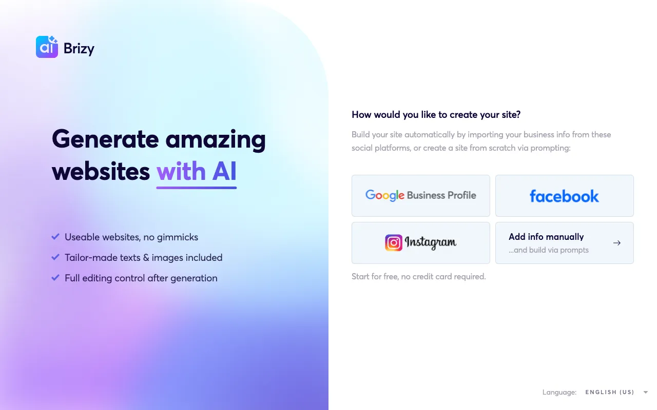 Brizy AI Website Builder — preview screenshot