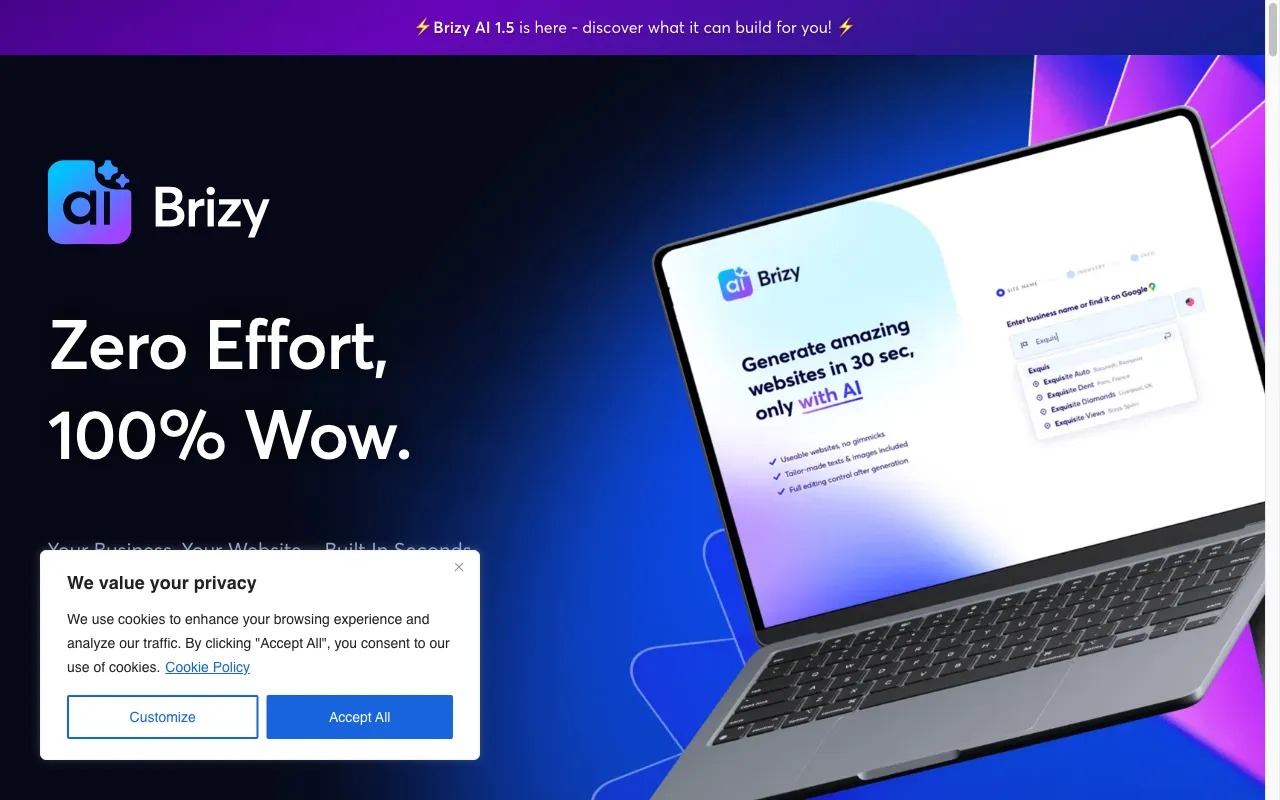 Brizy AI — preview screenshot