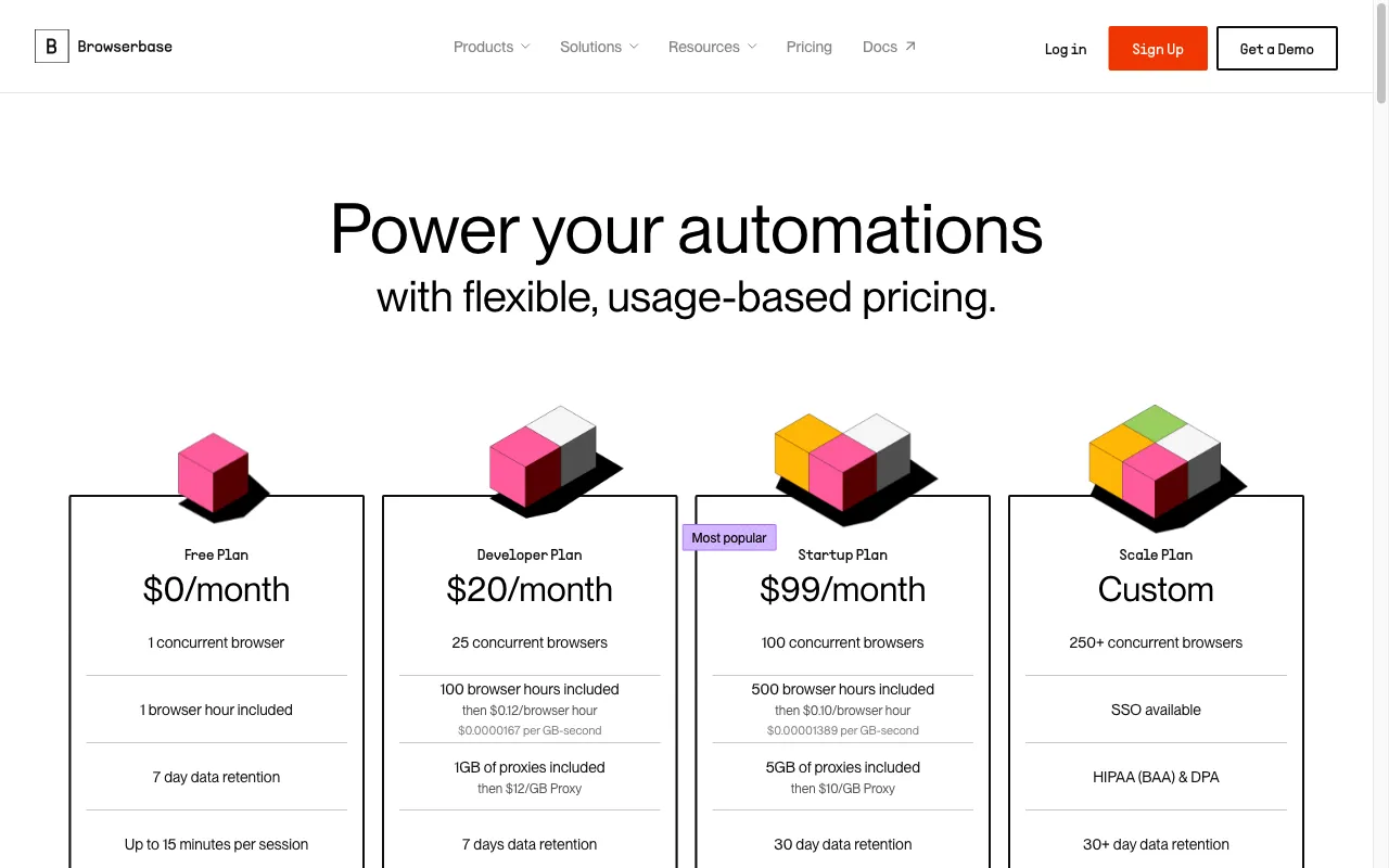 Browserbase — pricing page