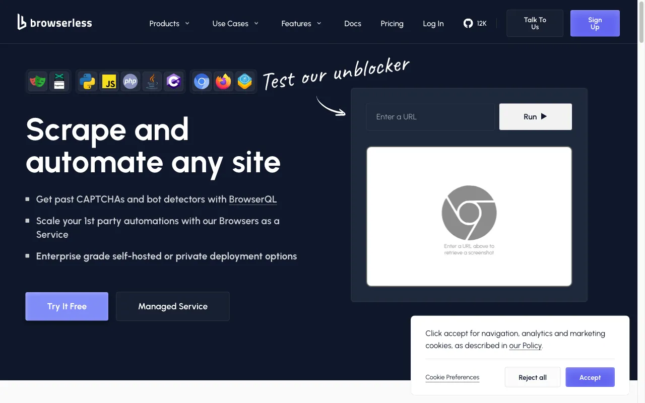 Browserless — preview screenshot