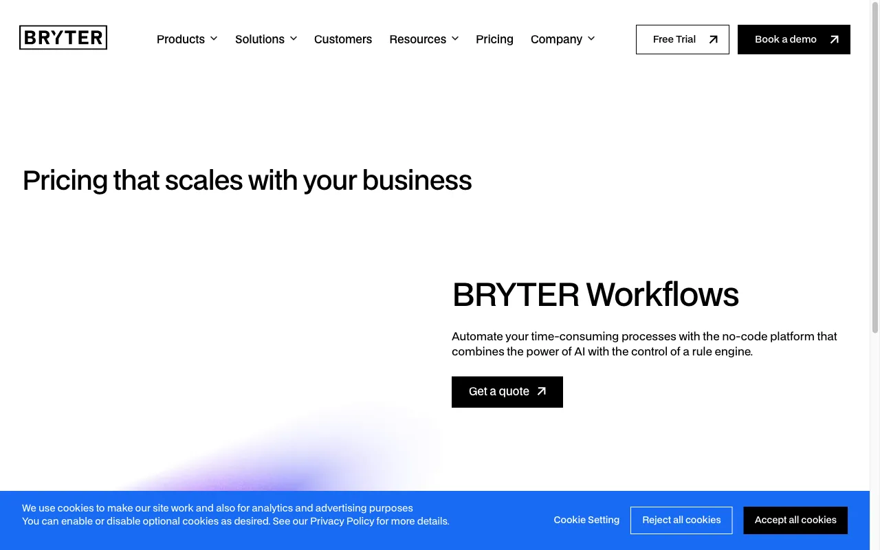 BRYTER Extract — pricing page