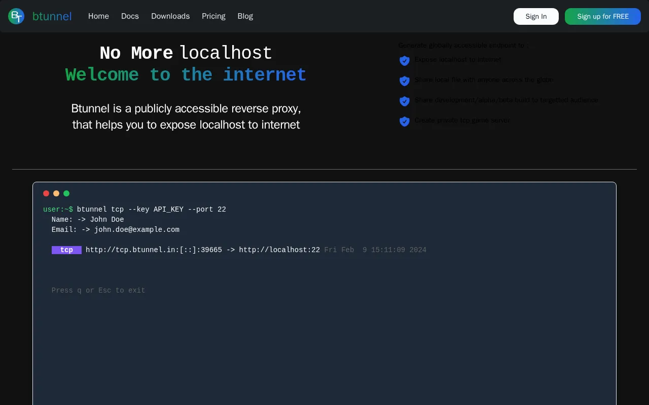 btunnel — preview screenshot