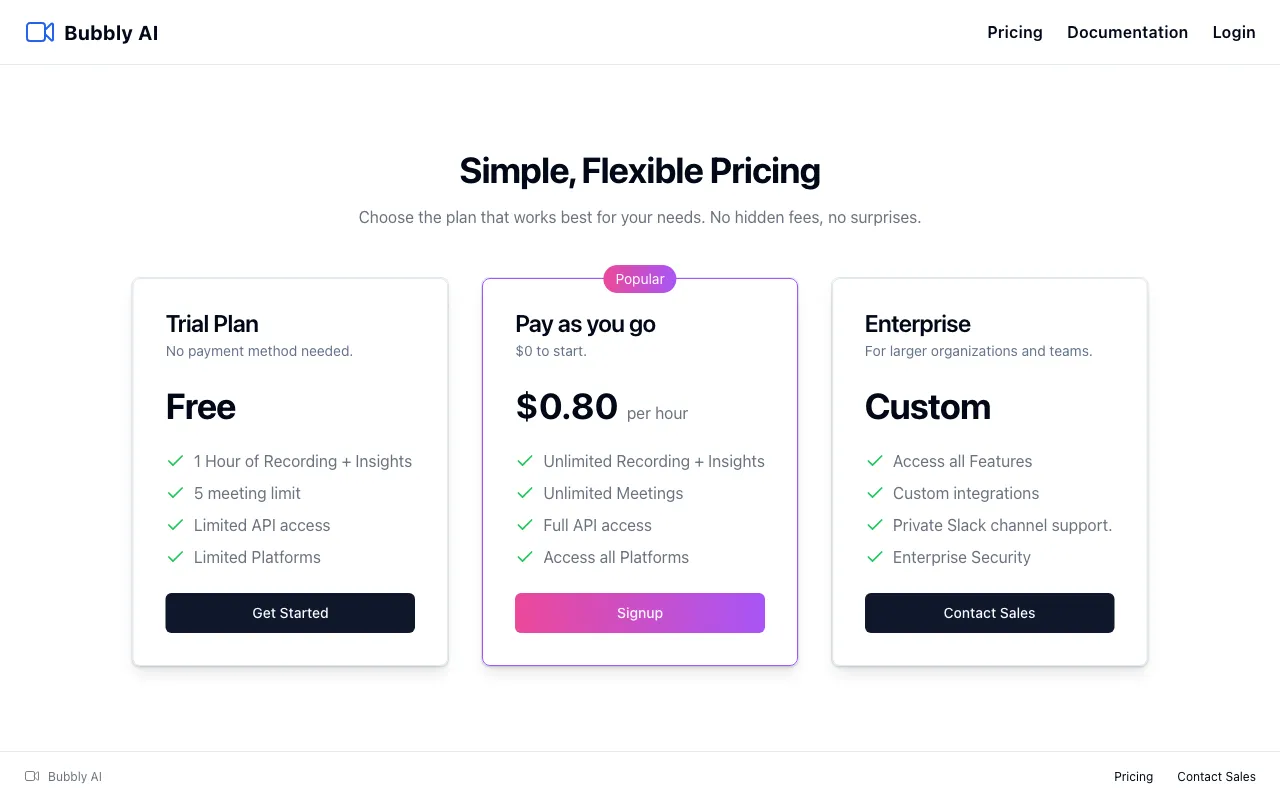 bubbly-ai.com — pricing page
