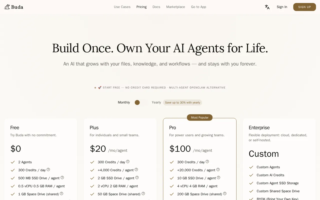 Buda AI — pricing page