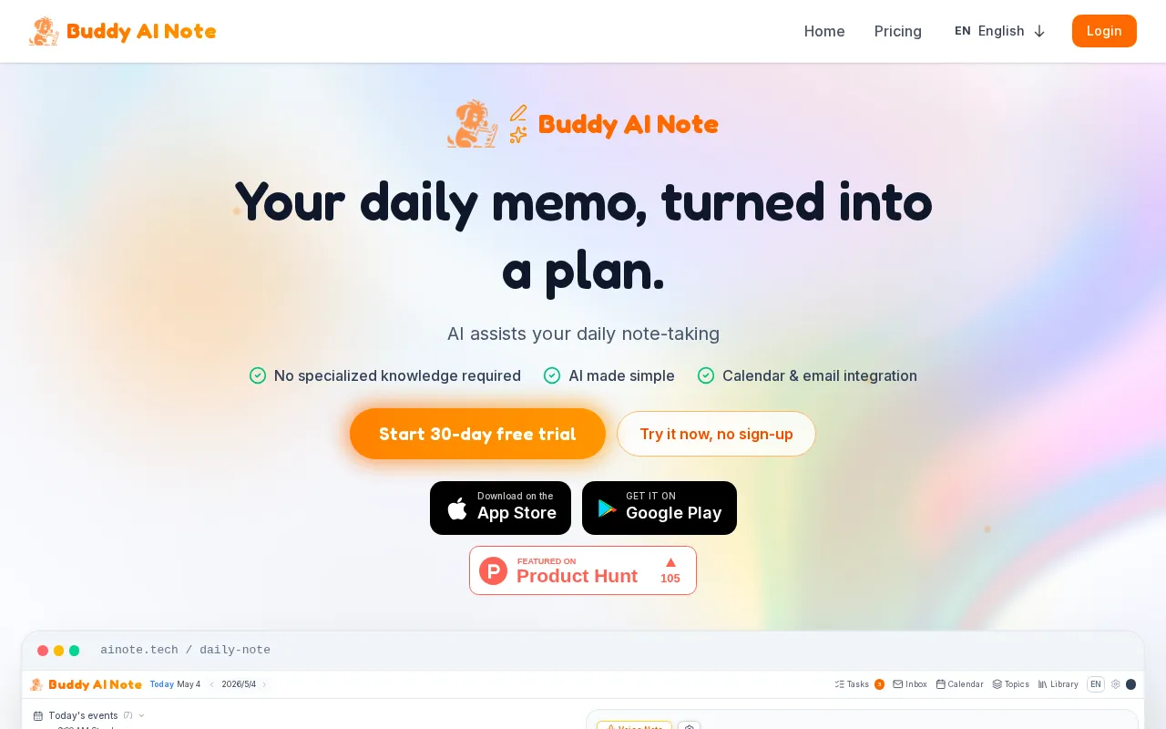 Buddy AI Note — preview screenshot