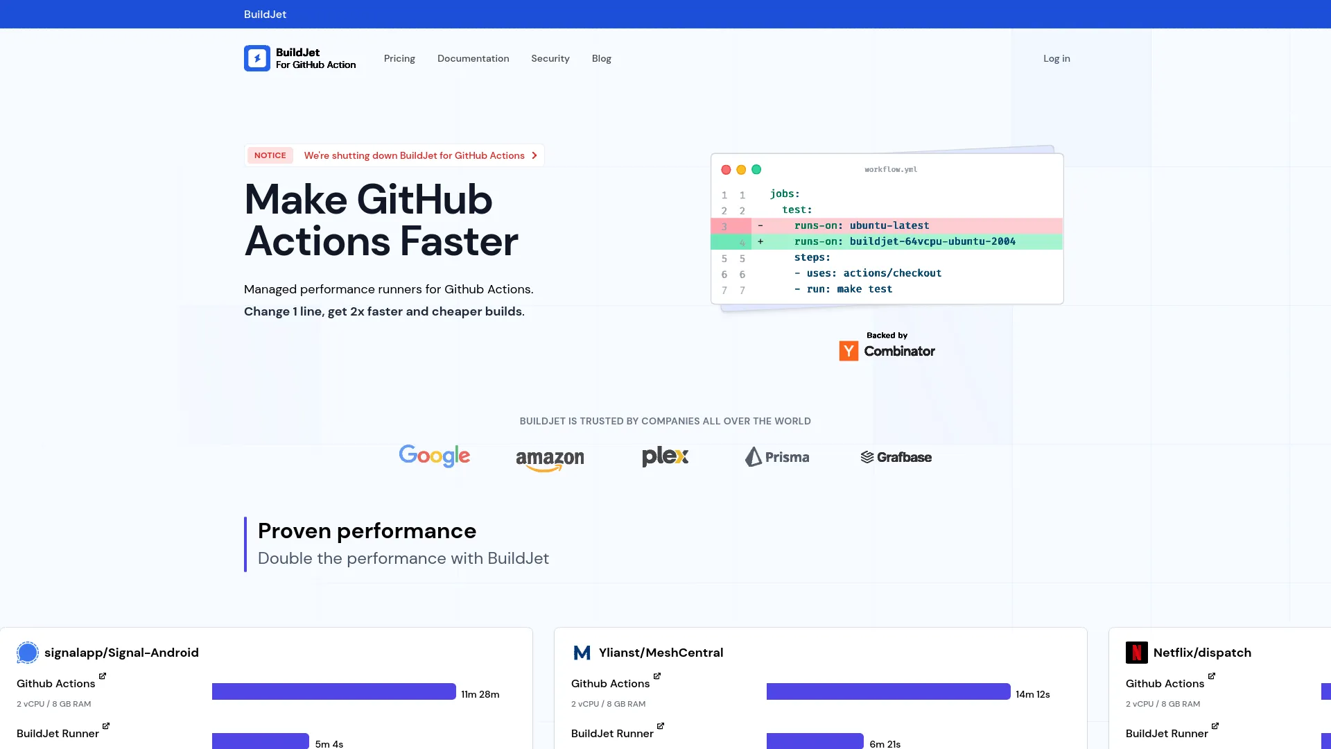 BuildJet for GitHub Actions — preview screenshot