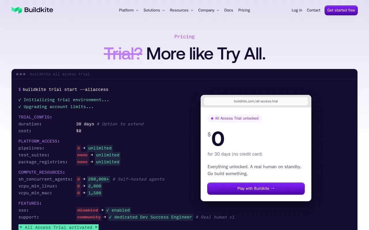 Buildkite — pricing page