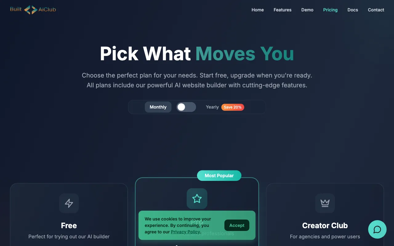 BuiltWithAiClub — pricing page