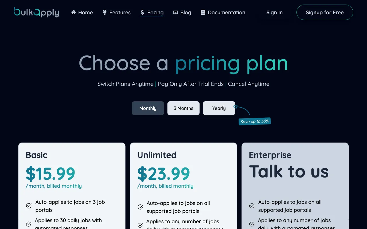 Bulk Apply — pricing page